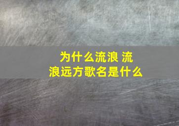 为什么流浪 流浪远方歌名是什么